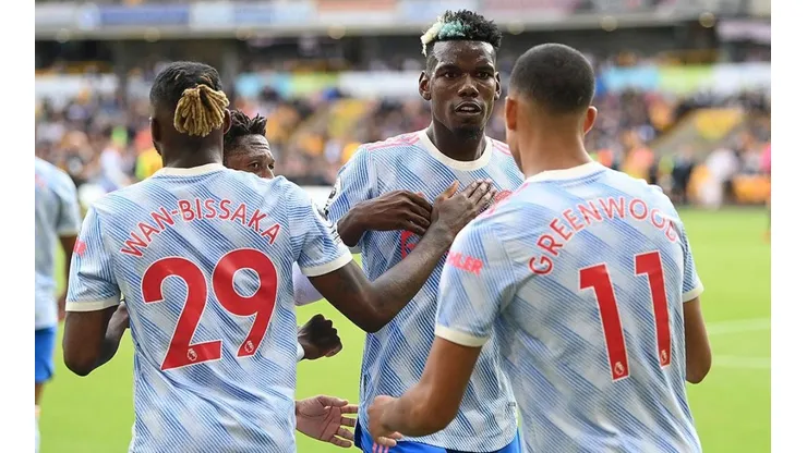 Festejo de gol de United.