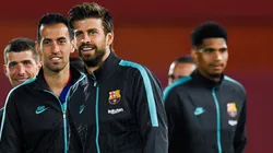 Gerard Piqué, Sergio Busquets, Sergi Roberto y Ronald Araújo.