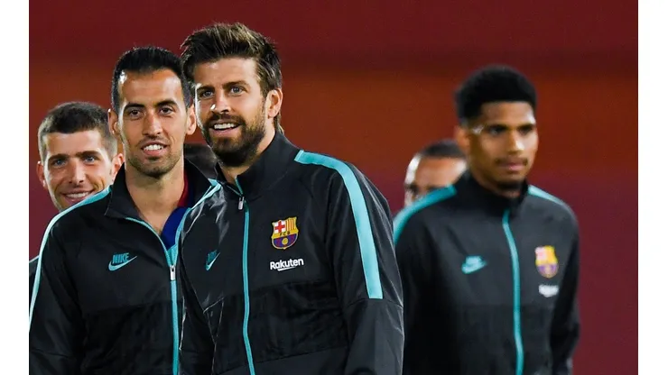 Gerard Piqué, Sergio Busquets, Sergi Roberto y Ronald Araújo.