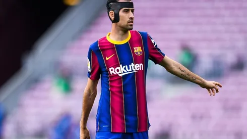Sergio Busquets en un encuentro con Barcelona.
