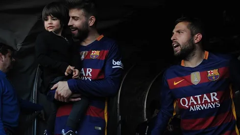 Gerard Piqué y Jordi Alba, jugadores del Barcelona.