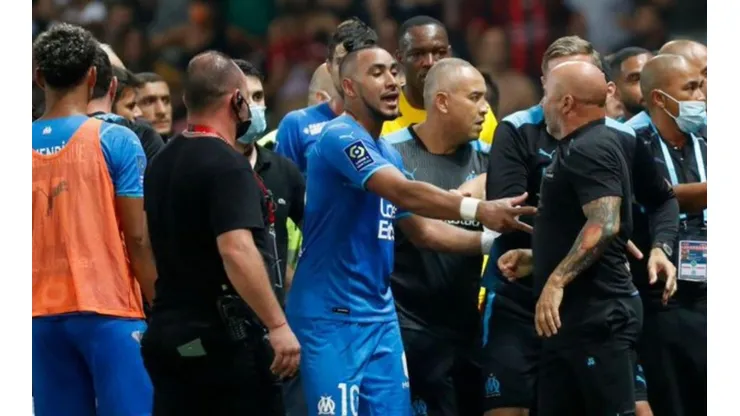 Jorge Sampaoli en los incidentes entre Niza y Marsella.