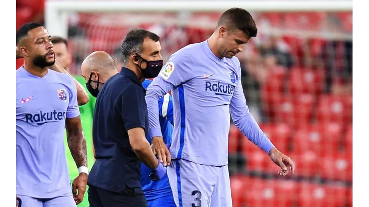 Gerard Piqué lesionado en partido ante Athletic.