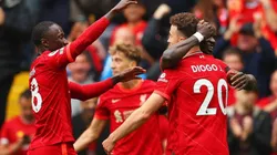 El festejo de Diogo Jota por su gol para la victoria de Liverpool.