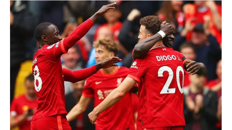 El festejo de Diogo Jota por su gol para la victoria de Liverpool.