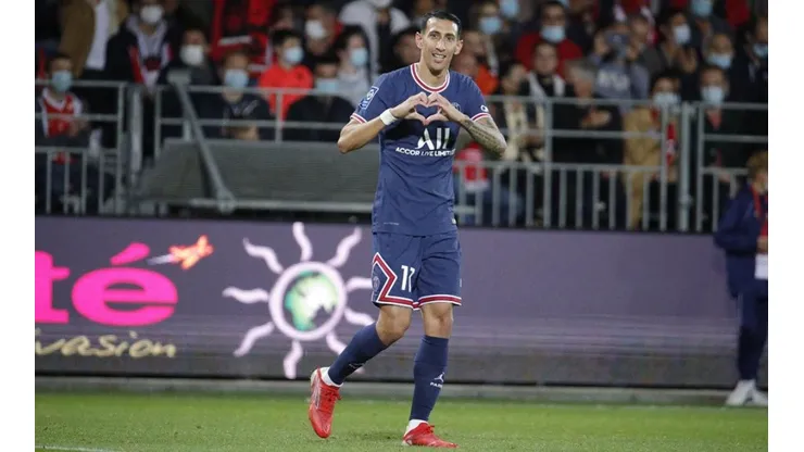 Ángel Di María en festejo de gol con PSG.