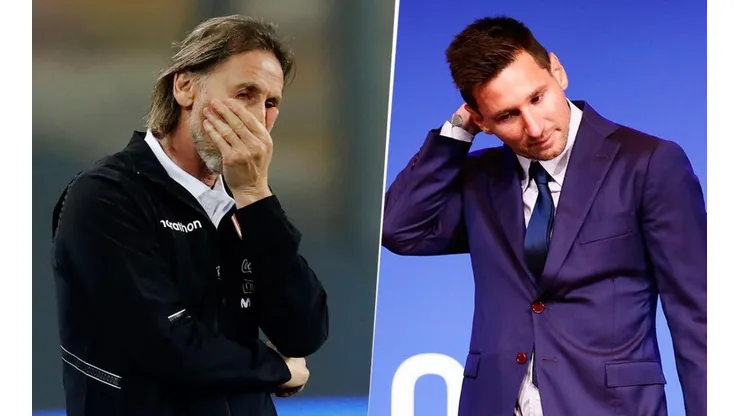 Ricardo Gareca, seleccionador de Perú y Lionel Messi.