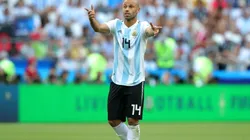 Javier Mascherano en un encuentro con Argentina.