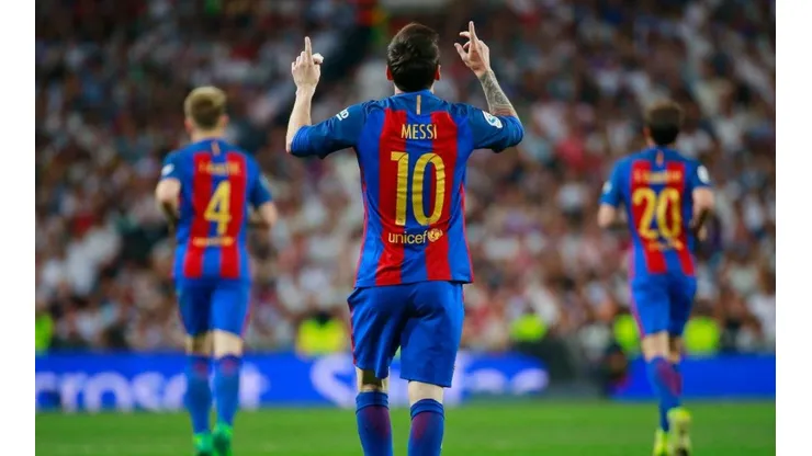 Lionel Messi celebra uno de sus goles en Barcelona.
