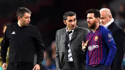 Ernesto Valverde y Lionel Messi en Barcelona.