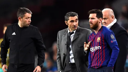 Ernesto Valverde y Lionel Messi en Barcelona.