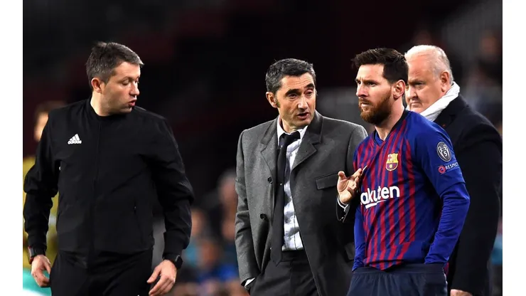 Ernesto Valverde y Lionel Messi en Barcelona.