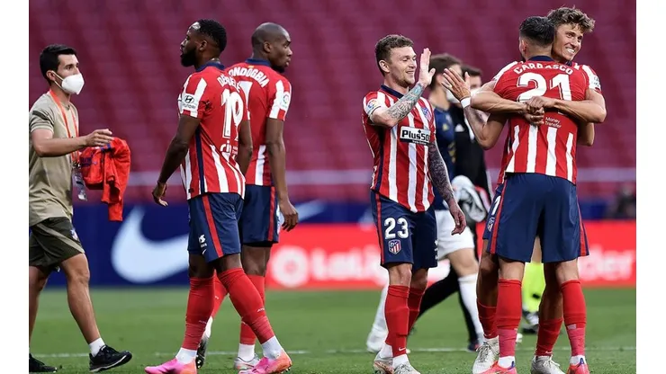 Festejo de gol del Atlético de Madrid.