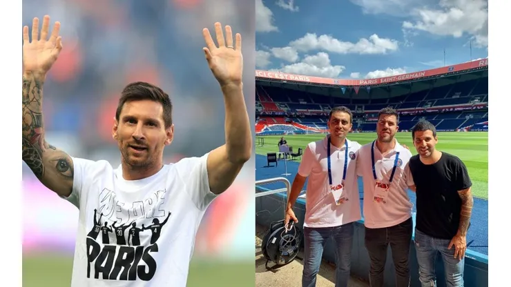 Lionel Messi en su presentación en PSG, relatada por Tomás Marcó del Pont, Pedro Caffa y Tomás De Micheli.