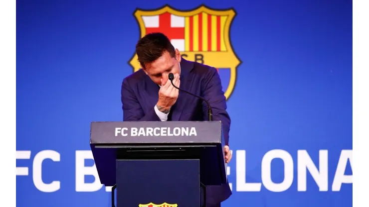 Lionel Messi en su despedida de Barcelona.