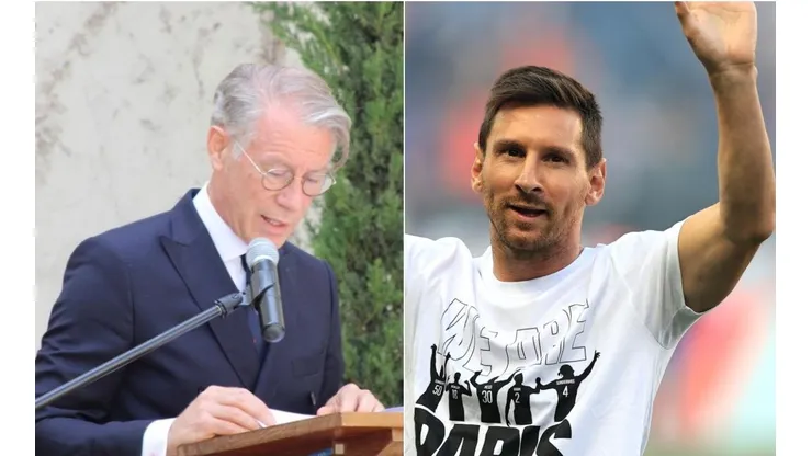 Lionel Messi y el embajador argentino en Francia, Leonardo Costantino.