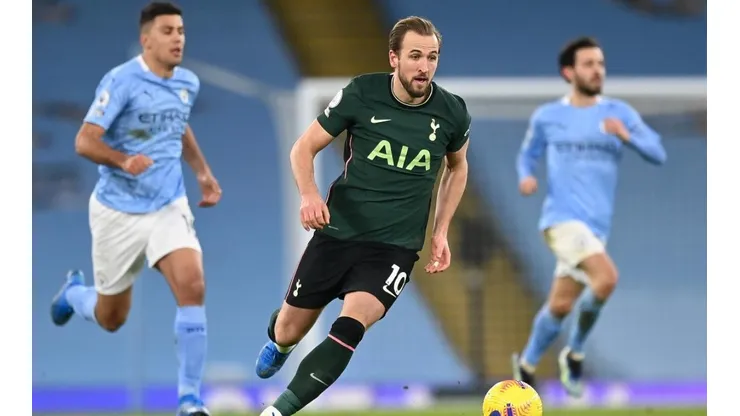 Harry Kane en un encuentro contra Manchester City.