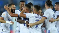 Festejo de gol de Real Madrid ante Alavés.