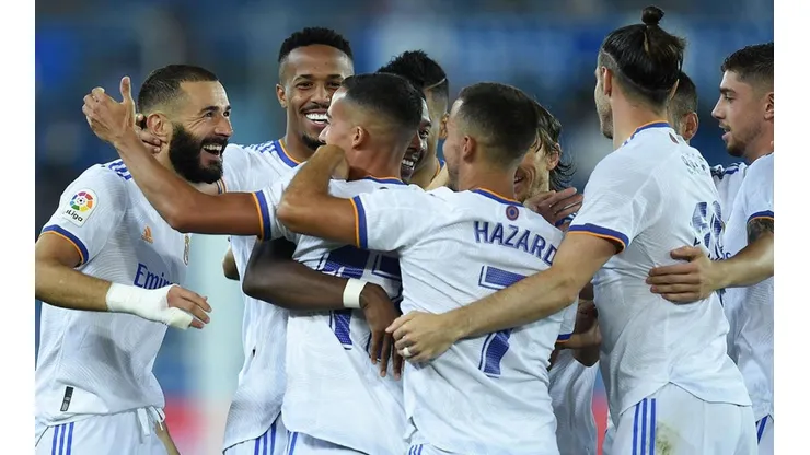 Festejo de gol de Real Madrid ante Alavés.