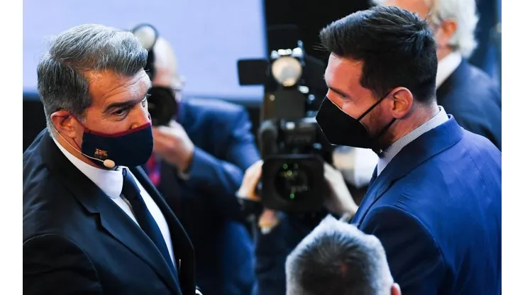 Joan Laporta y Lionel Messi en un acto del Barcelona.
