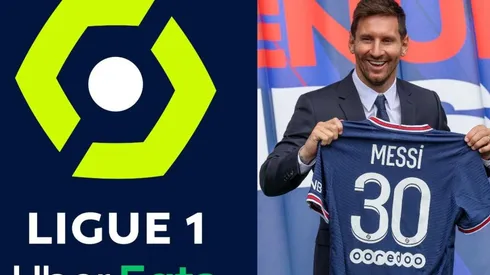 Logo Ligue 1 y Lionel Messi.