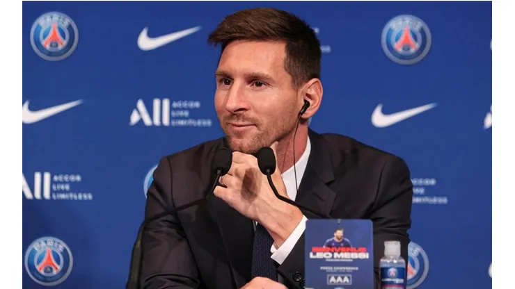 Lionel Messi, durante la conferencia de prensa de su presentación en PSG.