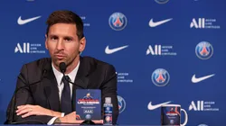 Lionel Messi en su presentación como refuerzo de PSG.