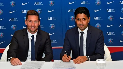 Lionel Messi y Nasser Al-Khelaïfi