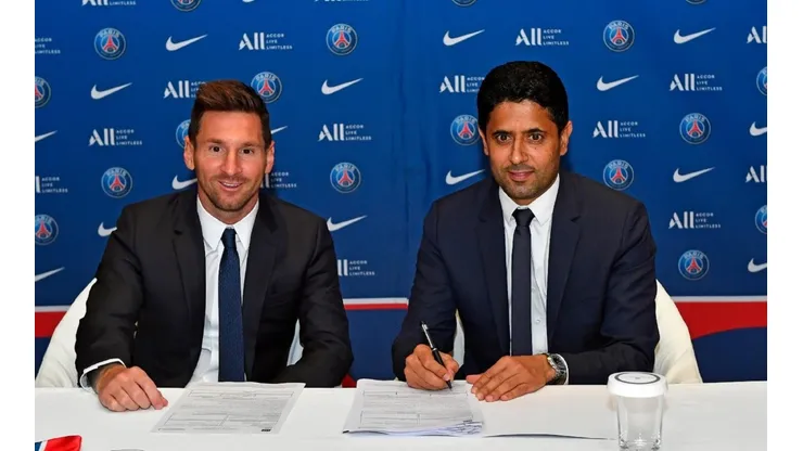 Lionel Messi y Nasser Al-Khelaïfi