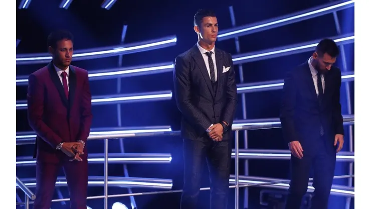 Neymar, Cristiano Ronaldo y Lionel Messi e la entrega de los premios The Best.