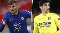 Chelsea, con Timo Werner, y Villarreal, con Gerard Moreno, se enfrentarán por la Supercopa de Europa. (Fotos: Getty Images).