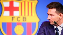 Lionel Messi en su última rueda de prensa con Barcelona.