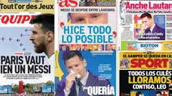 Portadas de lso medios europeos tras el adios de Messi.