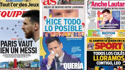 Portadas de lso medios europeos tras el adios de Messi.