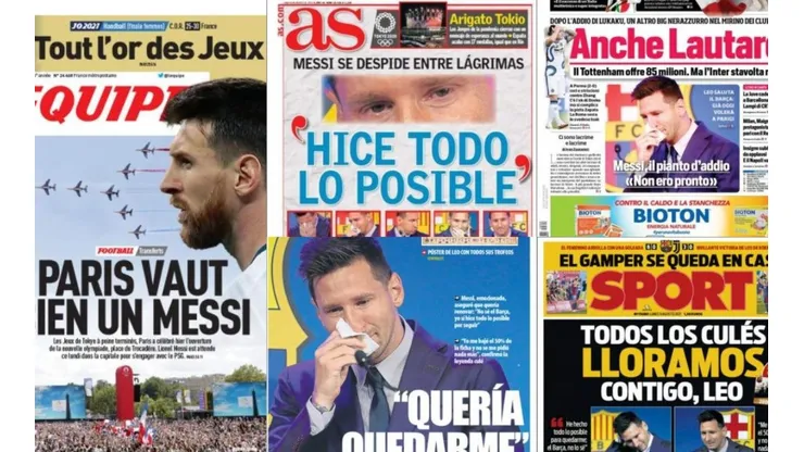 Portadas de lso medios europeos tras el adios de Messi.