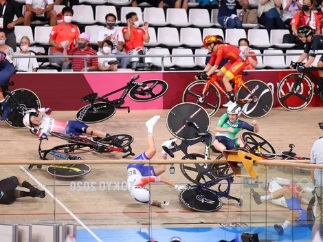 Impactante caída múltiple en ciclismo de pista de Tokio 2020
