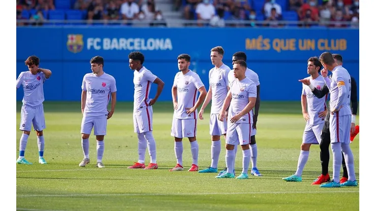 Equipo del Barcelona en partido de pretemporada.