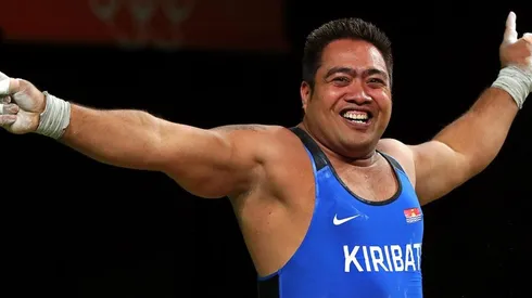 David Katoatau en pleno festejo.