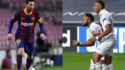 Lionel Messi, Kylian Mbappé y Neymar.