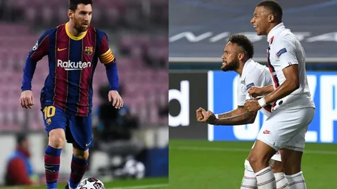 Lionel Messi, Kylian Mbappé y Neymar.