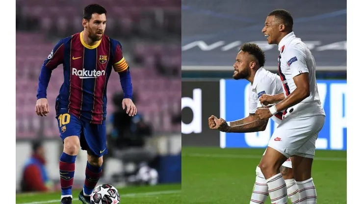 Lionel Messi, Kylian Mbappé y Neymar.