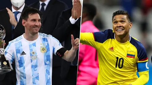Lionel Messi y Teo Gutiérrez con Argentina y Colombia.