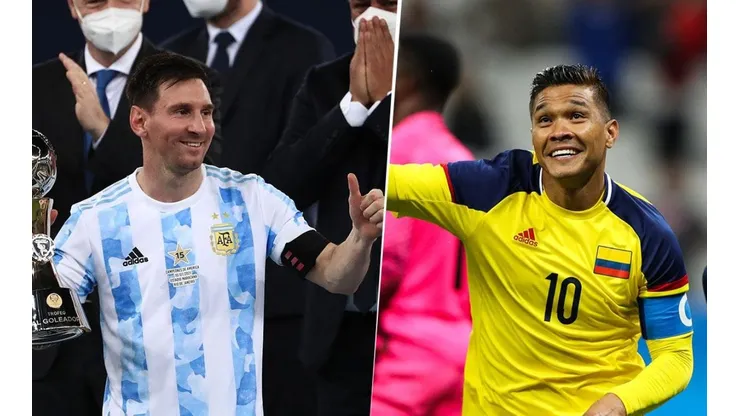 Lionel Messi y Teo Gutiérrez con Argentina y Colombia.