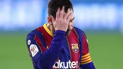 Lionel Messi lamentando acción con Barcelona.
