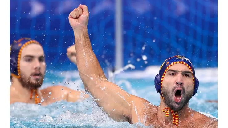 Felipe Perrone celebrando uno de los goles de la Selección de España de Waterpolo (Foto: Getty Images).