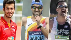 Marc Tur, Jesús Ángel García y Luis Manuel Corchete preparados la marcha de 50 kilómetros (Fotos: Getty Images).