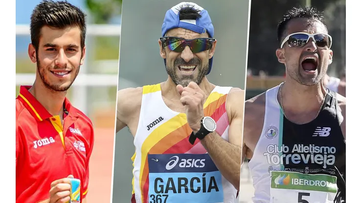 Marc Tur, Jesús Ángel García y Luis Manuel Corchete preparados la marcha de 50 kilómetros (Fotos: Getty Images).
