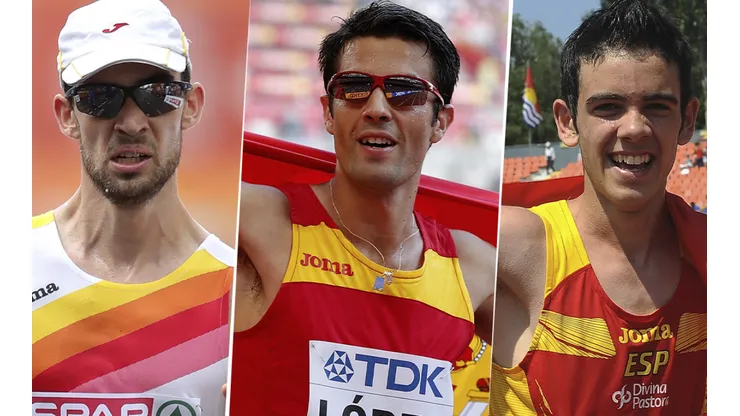 Álvaro Martín, Miguel Ángel López y Diego García, la representación española en los 20 km marcha (Fotos: Getty Images).