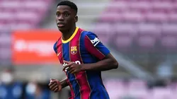 Ilaix Moriba durante un encuentro con Barcelona.