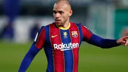 Martin Braithwaite en acción con el Barcelona.